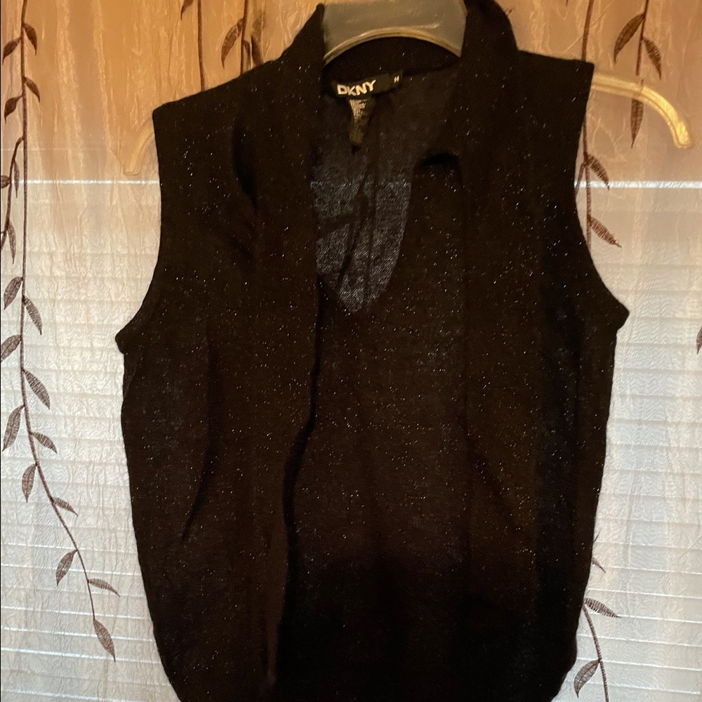 DKNY sleeveless tie neck sweater
